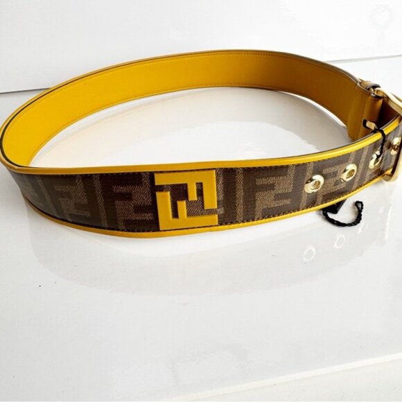 Fendi Yellow and Brown Forever Fendi Belt size 85/34 - Picture 3 of 7